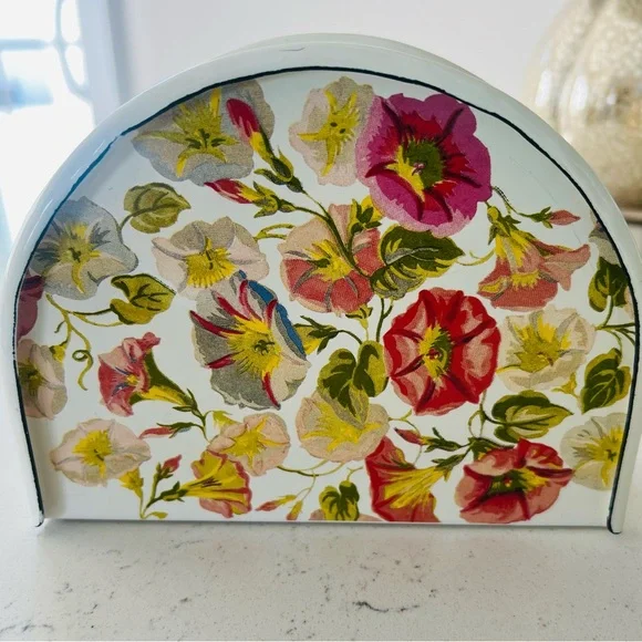 MacKenzie Childs Enamel Napkin Holder Morning Glory - Retired Pattern Rare - Picture 3 of 6